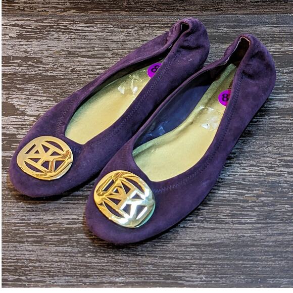 Anne Klein NWT Purple Suede Flexible Flats with Gold Accent Size 8.5 - Picture 3 of 6